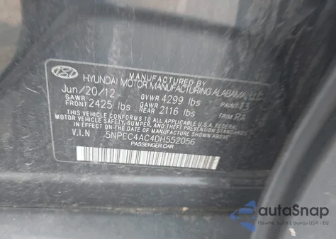 2013 Hyundai Sonata Se/Limited from USA, damaged, VIN 5NPEC4AC4DH552056